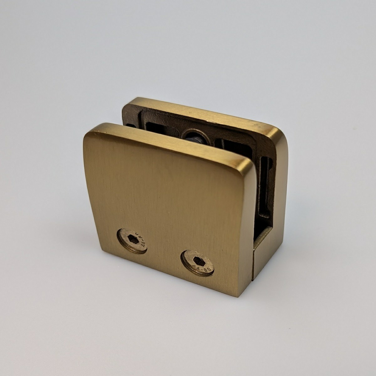 Glass Clamp - Square Profile Flat Back - Suit 10-12mm - Brushed Gold